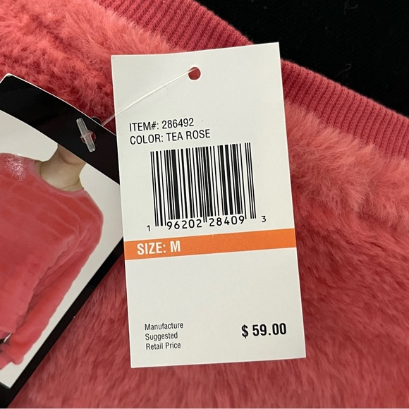 Steve Madden Faux Fur Sweatshirt Top stripe medium tea rose pink - Picture 10 of 16